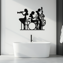 Jazz Trio Women Metal Wall Art – Musical Female Silhouette Band Playing Instruments in Black Steel- KAF349