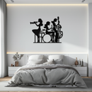 Jazz Trio Women Metal Wall Art – Musical Female Silhouette Band Playing Instruments in Black Steel- KAF349