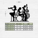 Jazz Trio Women Metal Wall Art – Musical Female Silhouette Band Playing Instruments in Black Steel- KAF349