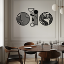 Abstract Geometric Trio Metal Wall Art – Modern Circle and Line Patterned Minimalist Steel Decor Set- KAF351