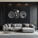 Abstract Geometric Trio Metal Wall Art – Modern Circle and Line Patterned Minimalist Steel Decor Set- KAF351