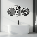 Abstract Geometric Trio Metal Wall Art – Modern Circle and Line Patterned Minimalist Steel Decor Set- KAF351