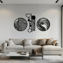 Abstract Geometric Trio Metal Wall Art – Modern Circle and Line Patterned Minimalist Steel Decor Set- KAF351