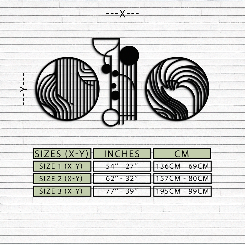 Abstract Geometric Trio Metal Wall Art – Modern Circle and Line Patterned Minimalist Steel Decor Set- KAF351