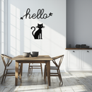 Hello Cat Metal Wall Art – Whimsical Welcome Sign with Cat Silhouette for Entryway or Living Room- KAF352