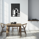 Woman with Umbrella Abstract Metal Wall Art – Modern Rainy Day Silhouette Steel Decor- KAF354