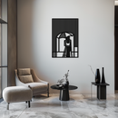 Woman with Umbrella Abstract Metal Wall Art – Modern Rainy Day Silhouette Steel Decor- KAF354