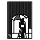 Woman with Umbrella Abstract Metal Wall Art – Modern Rainy Day Silhouette Steel Decor- KAF354