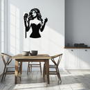 Jazz Singer Silhouette Metal Wall Art – Elegant Female Vocalist with Microphone for Modern Music Decor- KAF355