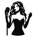 Jazz Singer Silhouette Metal Wall Art – Elegant Female Vocalist with Microphone for Modern Music Decor- KAF355