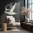 Wine Bottle and Glass Metal Wall Art – Modern Bar Decor with Splash Effect for Kitchen or Lounge Spaces- KAF356