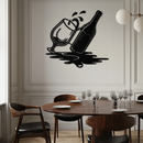 Wine Bottle and Glass Metal Wall Art – Modern Bar Decor with Splash Effect for Kitchen or Lounge Spaces- KAF356