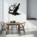 Wine Bottle and Glass Metal Wall Art – Modern Bar Decor with Splash Effect for Kitchen or Lounge Spaces- KAF356