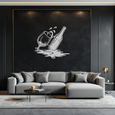 Wine Bottle and Glass Metal Wall Art – Modern Bar Decor with Splash Effect for Kitchen or Lounge Spaces- KAF356