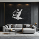Wine Bottle and Glass Metal Wall Art – Modern Bar Decor with Splash Effect for Kitchen or Lounge Spaces- KAF356