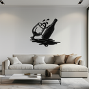 Wine Bottle and Glass Metal Wall Art – Modern Bar Decor with Splash Effect for Kitchen or Lounge Spaces- KAF356