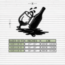 Wine Bottle and Glass Metal Wall Art – Modern Bar Decor with Splash Effect for Kitchen or Lounge Spaces- KAF356