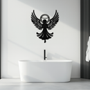 Guardian Angel Metal Wall Art – Spiritual Angel Silhouette with Halo for Home Blessing Decor- KAF359