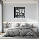 Coffee Time Metal Wall Art – Coffee Cup and Clock Design for Kitchen and Cafe Decor- KAF360