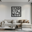 Coffee Time Metal Wall Art – Coffee Cup and Clock Design for Kitchen and Cafe Decor- KAF360