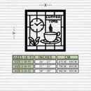 Coffee Time Metal Wall Art – Coffee Cup and Clock Design for Kitchen and Cafe Decor- KAF360