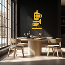 Modern Geometric Coffee Cup Metal Wall Art – Abstract Minimalist Design for Kitchen or Café Décor- KAF362