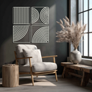 Geometric Pattern Metal Wall Art – 4-Piece Modern Minimalist Steel Decor- KAF363