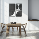 Geometric Pattern Metal Wall Art – 4-Piece Modern Minimalist Steel Decor- KAF363
