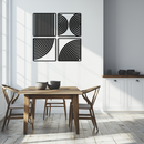 Geometric Pattern Metal Wall Art – 4-Piece Modern Minimalist Steel Decor- KAF363