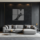 Geometric Pattern Metal Wall Art – 4-Piece Modern Minimalist Steel Decor- KAF363
