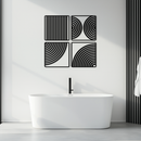 Geometric Pattern Metal Wall Art – 4-Piece Modern Minimalist Steel Decor- KAF363