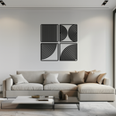Geometric Pattern Metal Wall Art – 4-Piece Modern Minimalist Steel Decor- KAF363