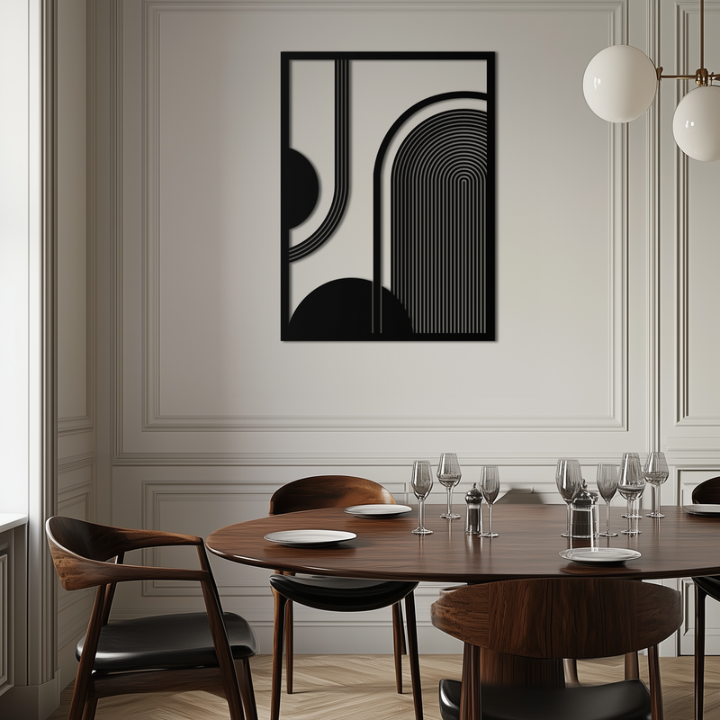 Geometric Half-Circle Metal Wall Art – Minimalist Arch & Shape Design- KAF365