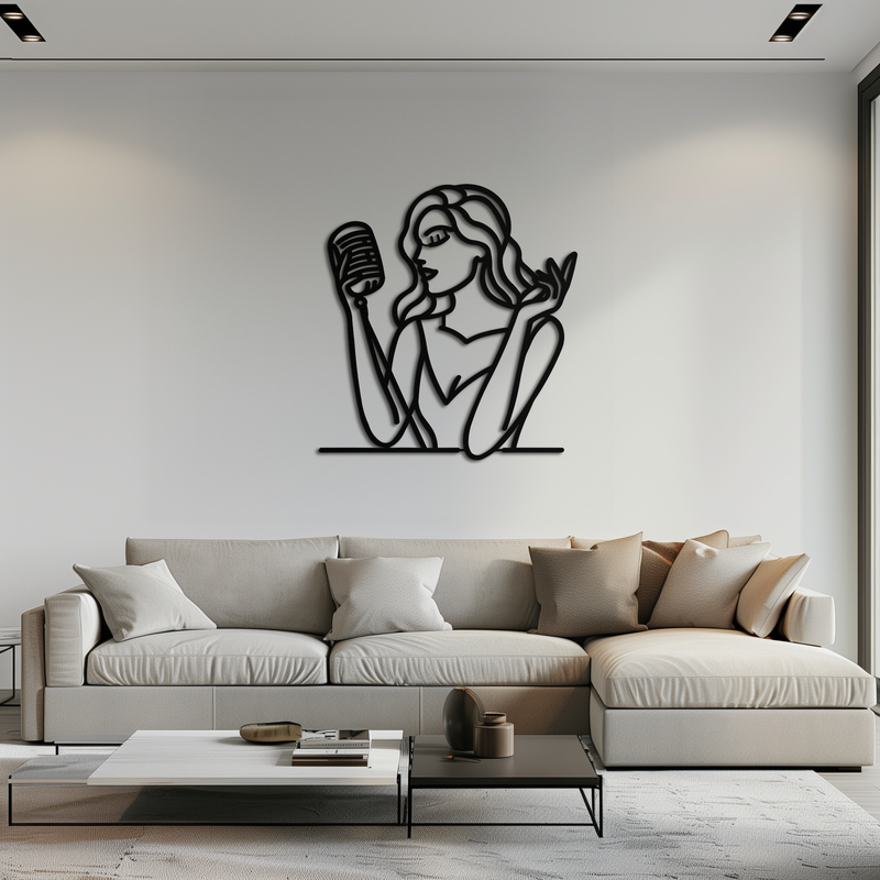 Singing Woman Metal Wall Art – Modern Female Vocalist Silhouette- KAF367