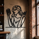 Singing Woman Metal Wall Art – Modern Female Vocalist Silhouette- KAF367