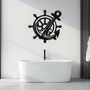 Anchor and Ship Wheel Metal Wall Art – Nautical Steel Decor for Sea Lovers- KAF368