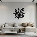 Anchor and Ship Wheel Metal Wall Art – Nautical Steel Decor for Sea Lovers- KAF368