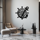 Anchor and Ship Wheel Metal Wall Art – Nautical Steel Decor for Sea Lovers- KAF368