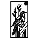 Bird & Nature Panel Metal Wall Art – Minimalist Vertical Steel Decor- KAF369