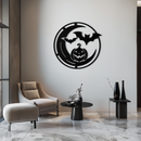 Halloween Bat Pumpkin Metal Wall Art – Spooky Jack-O'-Lantern Steel Decor- KAF371
