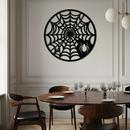Spider Web Metal Wall Art – Round Halloween Spider Decoration- KAF372