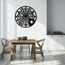 Spider Web Metal Wall Art – Round Halloween Spider Decoration- KAF372