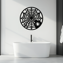 Spider Web Metal Wall Art – Round Halloween Spider Decoration- KAF372