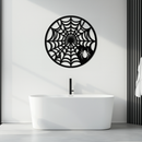 Spider Web Metal Wall Art – Round Halloween Spider Decoration- KAF372