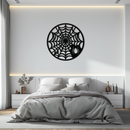 Spider Web Metal Wall Art – Round Halloween Spider Decoration- KAF372