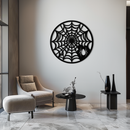 Spider Web Metal Wall Art – Round Halloween Spider Decoration- KAF372