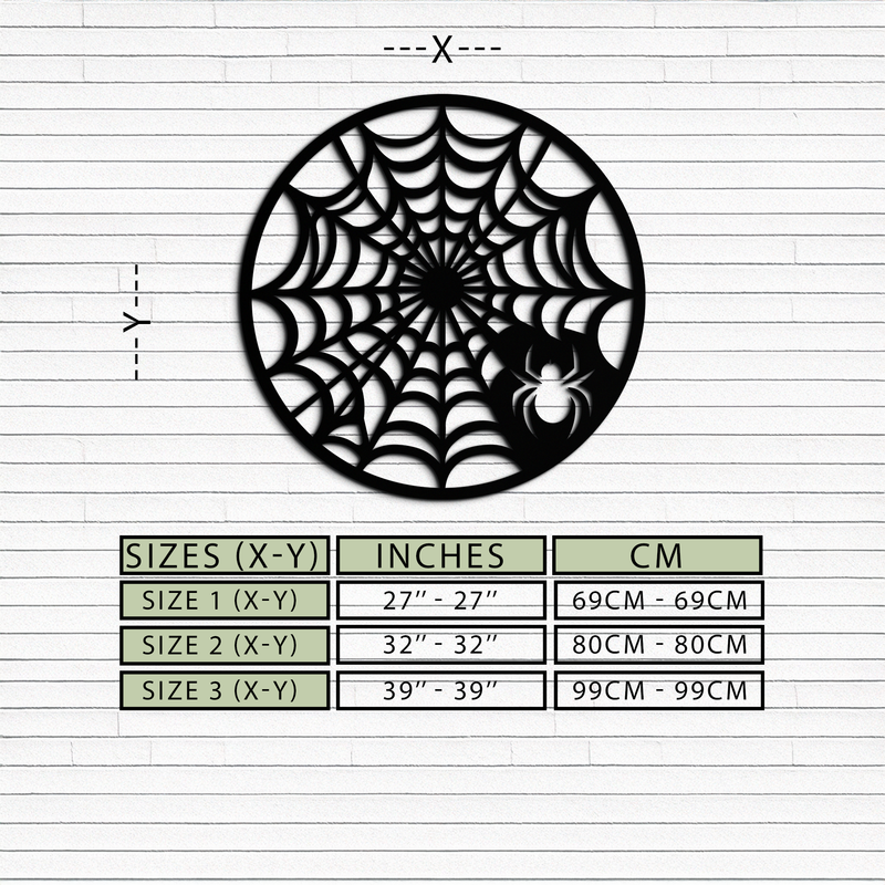 Spider Web Metal Wall Art – Round Halloween Spider Decoration- KAF372
