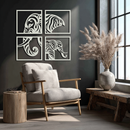 Elephant Silhouette 4-Piece Metal Wall Art – Modern Tribal Design- KAF374