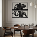 Elephant Silhouette 4-Piece Metal Wall Art – Modern Tribal Design- KAF374
