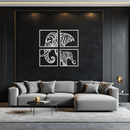 Elephant Silhouette 4-Piece Metal Wall Art – Modern Tribal Design- KAF374